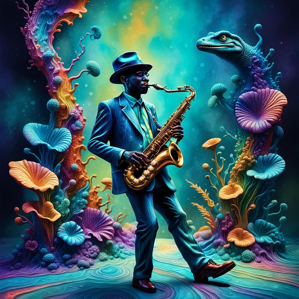 A psychedelic 3D album cover