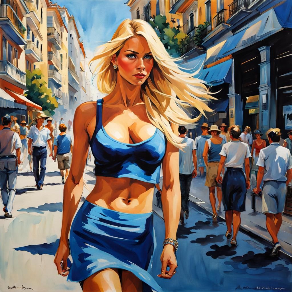 Argentinian Beauty in Buenos Aires Street Scene