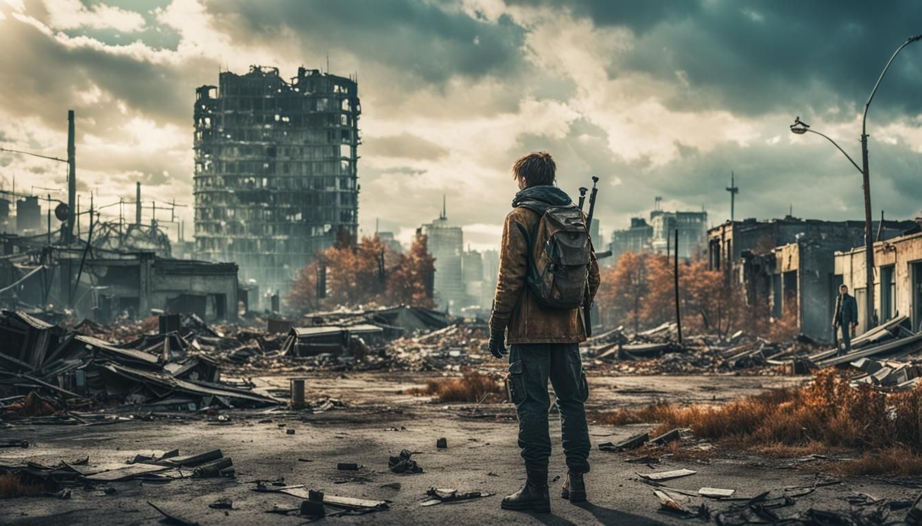 Post-Apocalyptic Cityscape in Cinematic Style