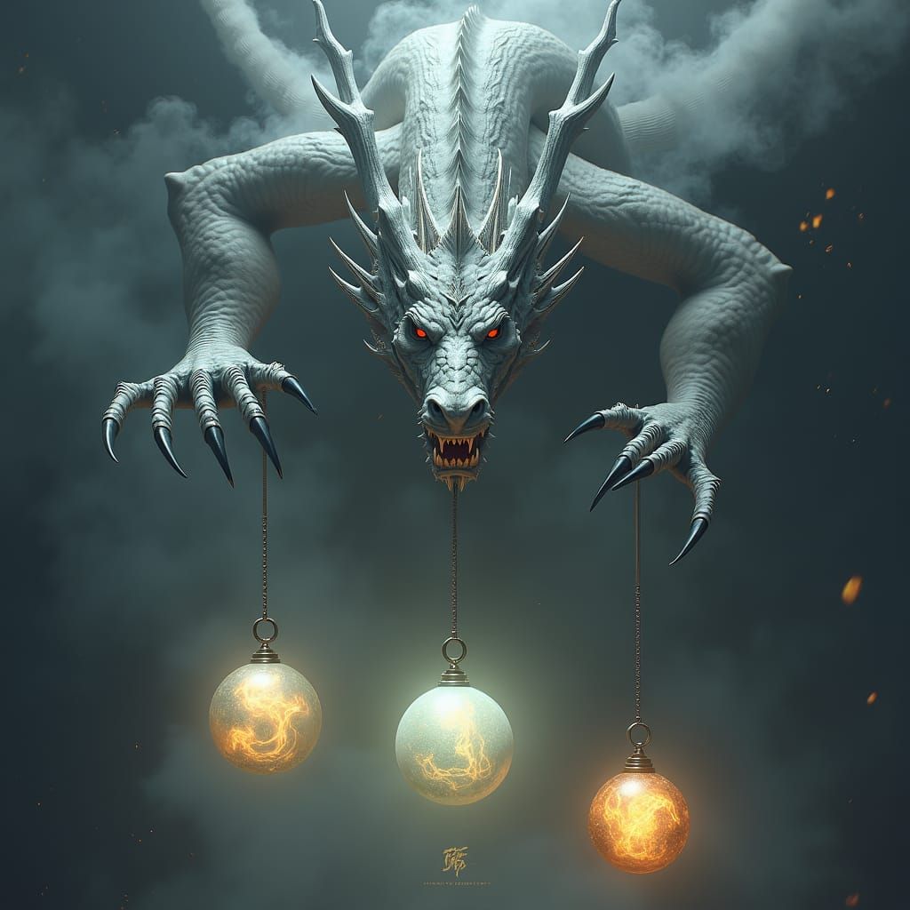 Silver Dragon Levitation in Manga Anime Style