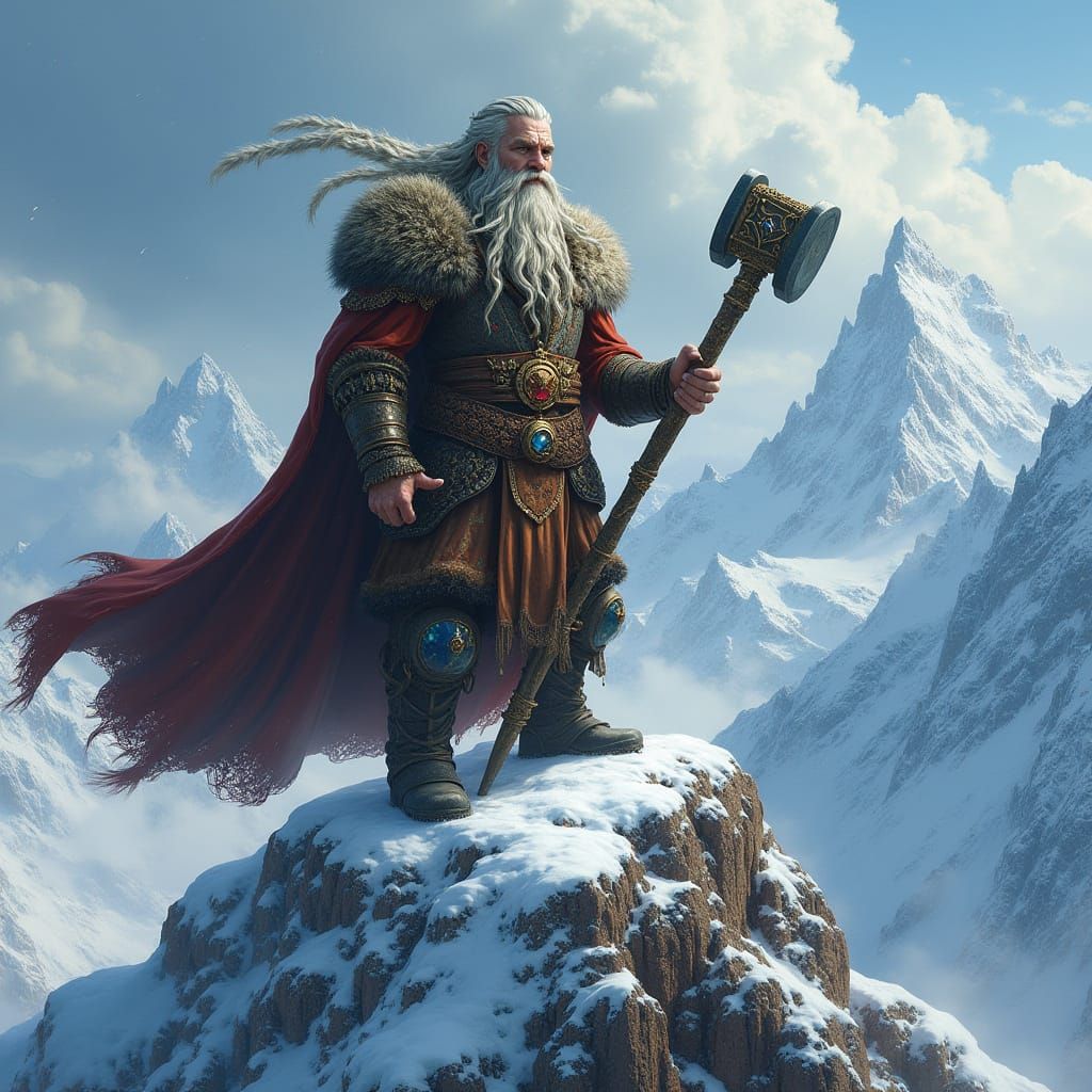 Dwarven King Overlooking Mountain Kingdom