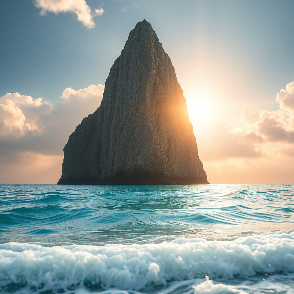 Ocean Monolith in Warm Light