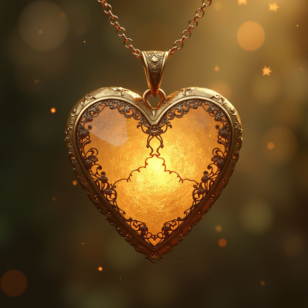 Heart Locket Radiating Warmth in Art Nouveau Style