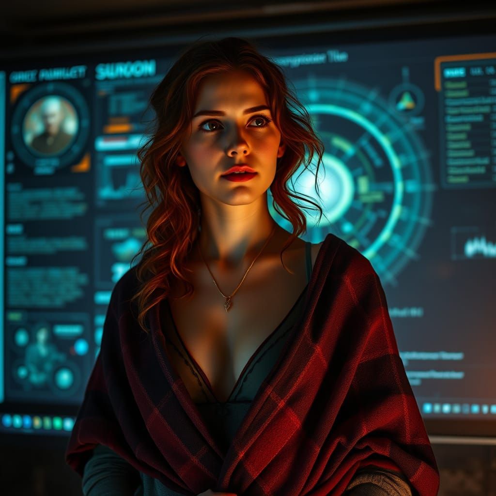 Celtic Woman with Auburn Curls on Lonely Moor