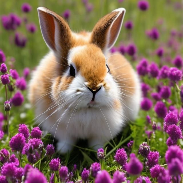 Adorable Baby Rabbit in Wildflower Meadow