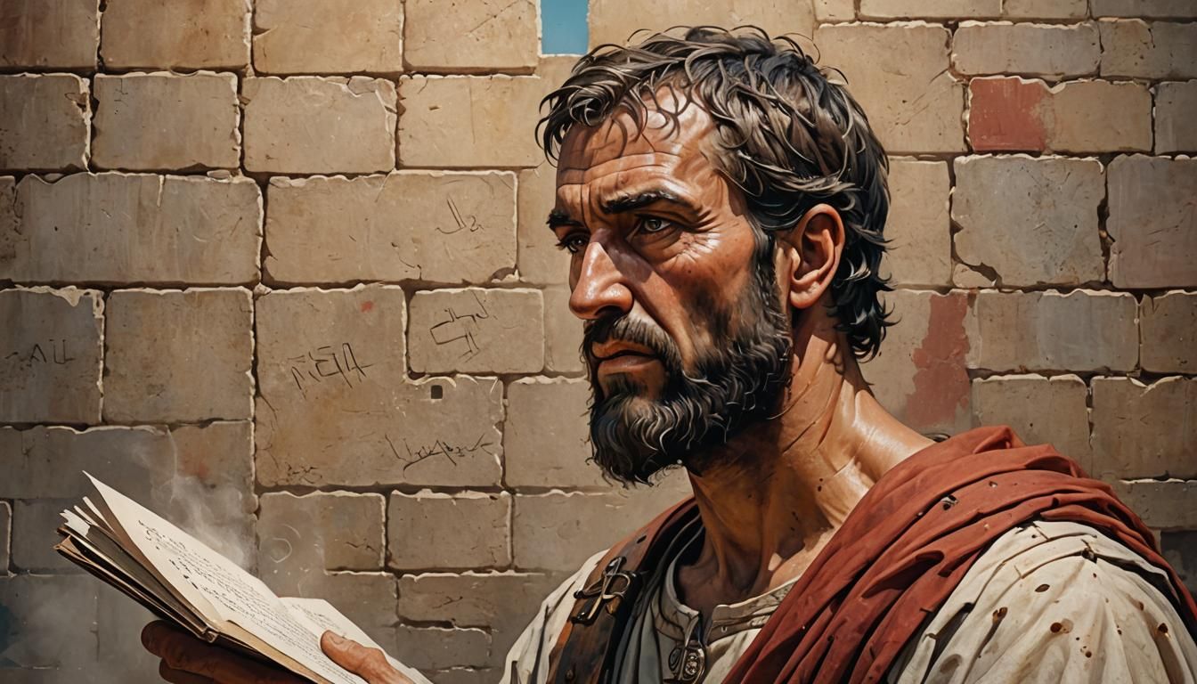 Apostle Paul Writing Letters in Roman Prison