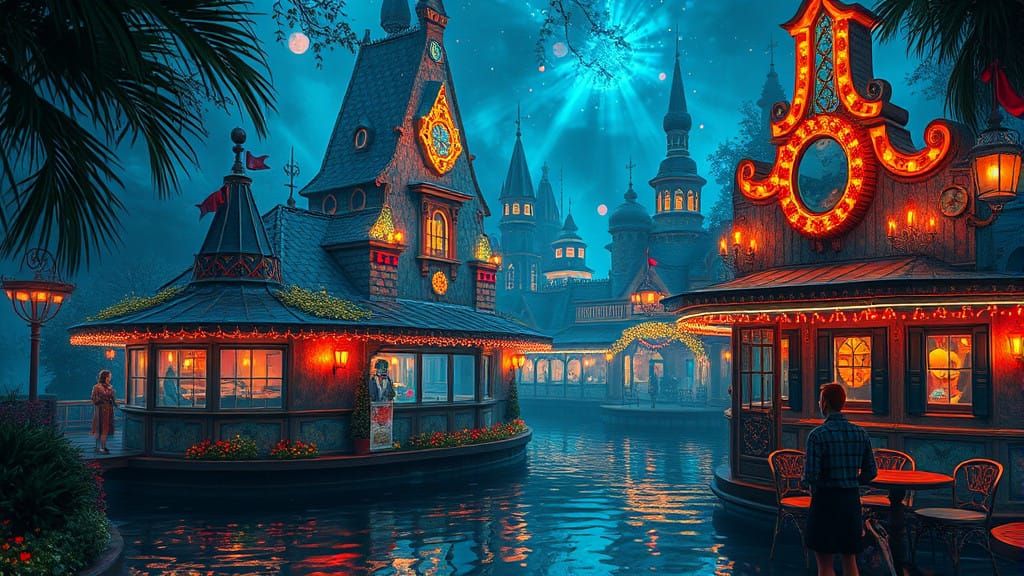Hyperrealistic Disney's Blue Bayou Restaurant Concept Art in...