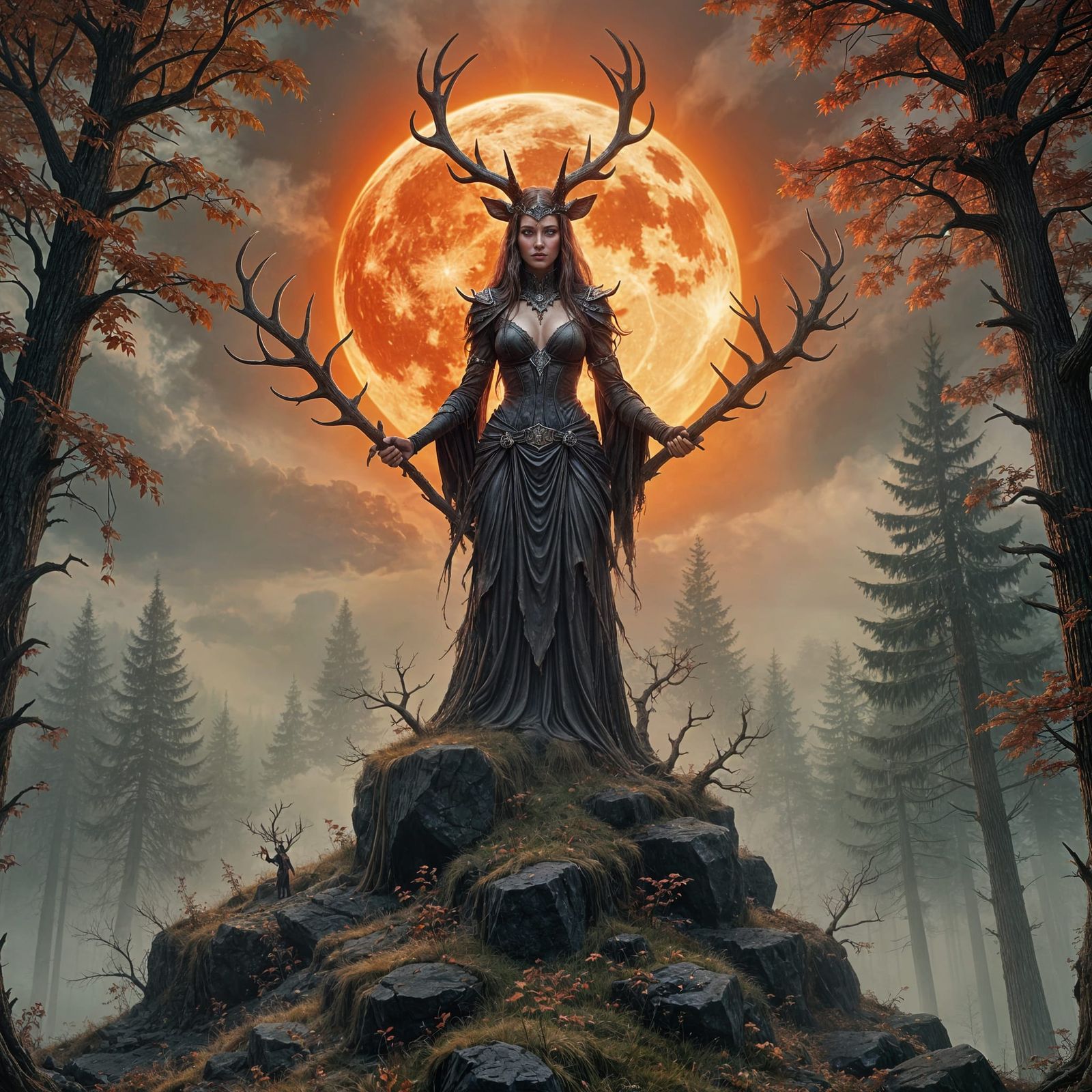 Antlered Sorceress Summons Autumn Vortex