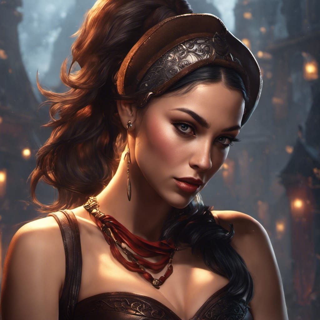 Fantasy Thief Portrait in Art Nouveau Style