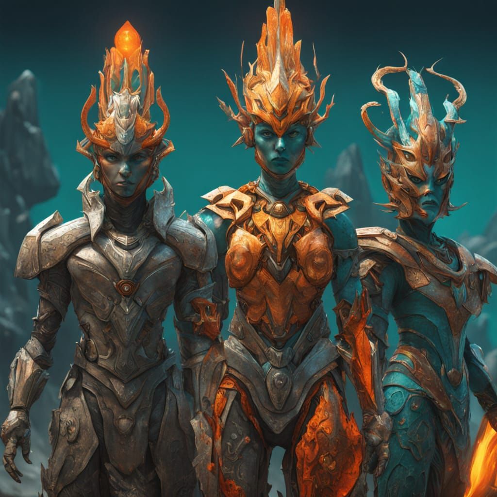 Elemental Concept Art in Digital Triadic Colors