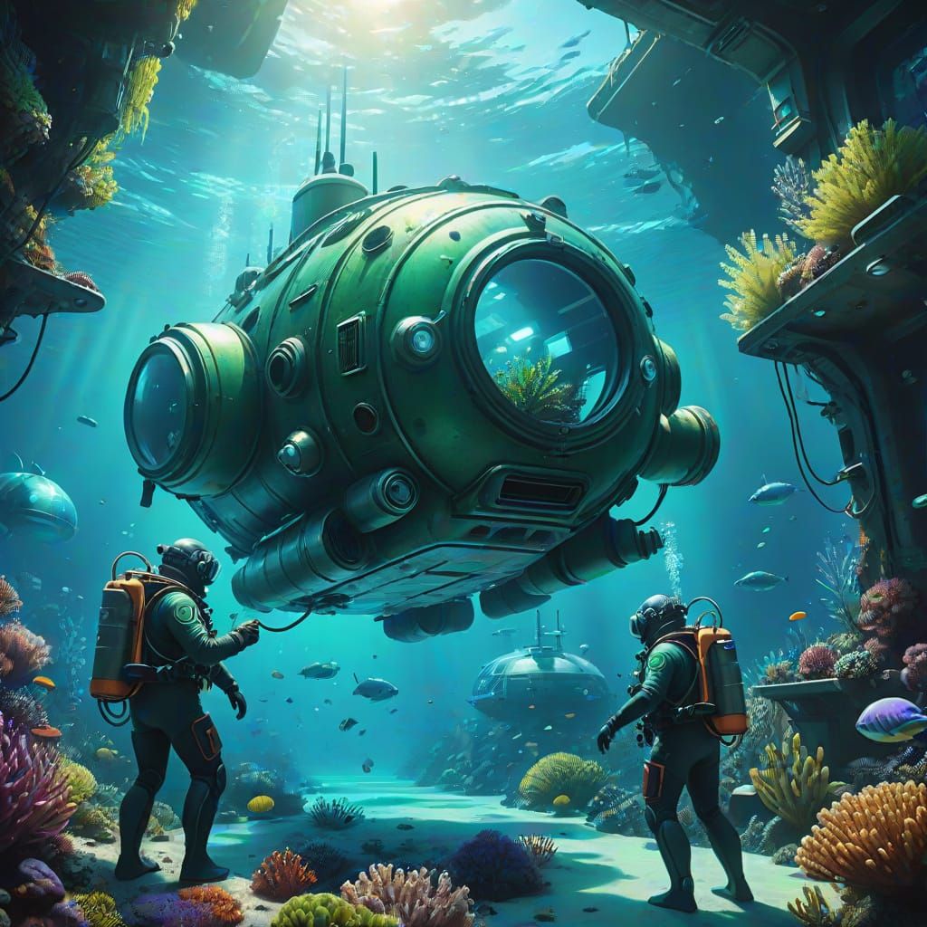 Underwater City: Hyperrealistic Sci-Fi Oil Painting