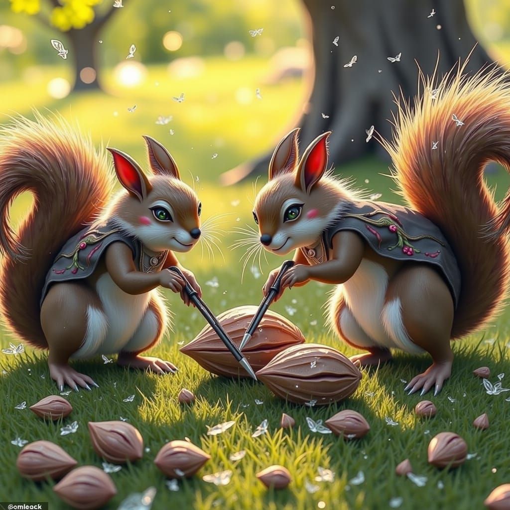 Squirrels' Whimsical Backyard Battle Over Walnuts