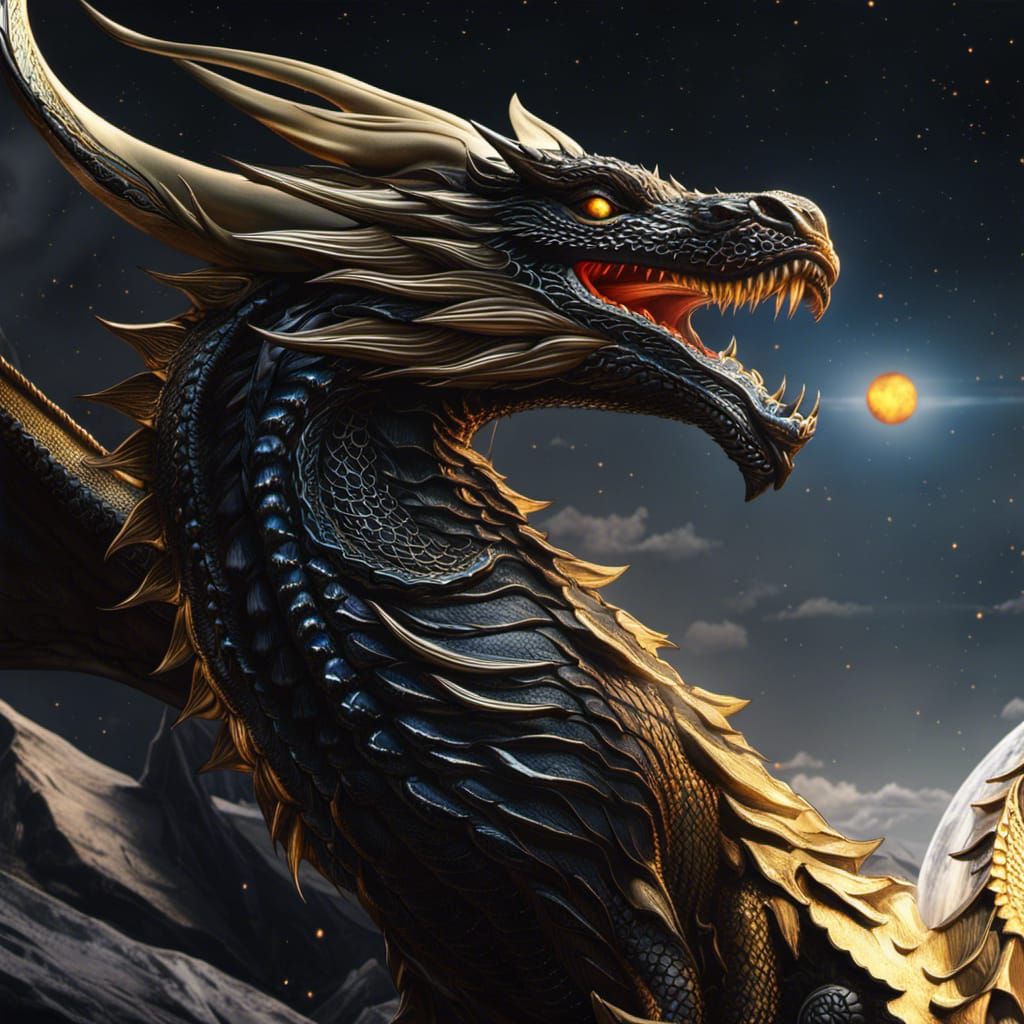 Black Gold Dragon: Norse Mythology in 8K