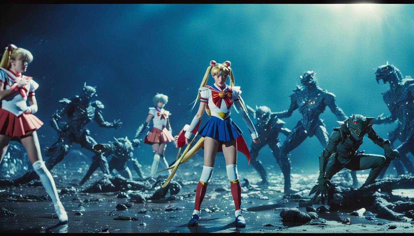 Sailor Moon's Defeat: A Cinematic Film Still