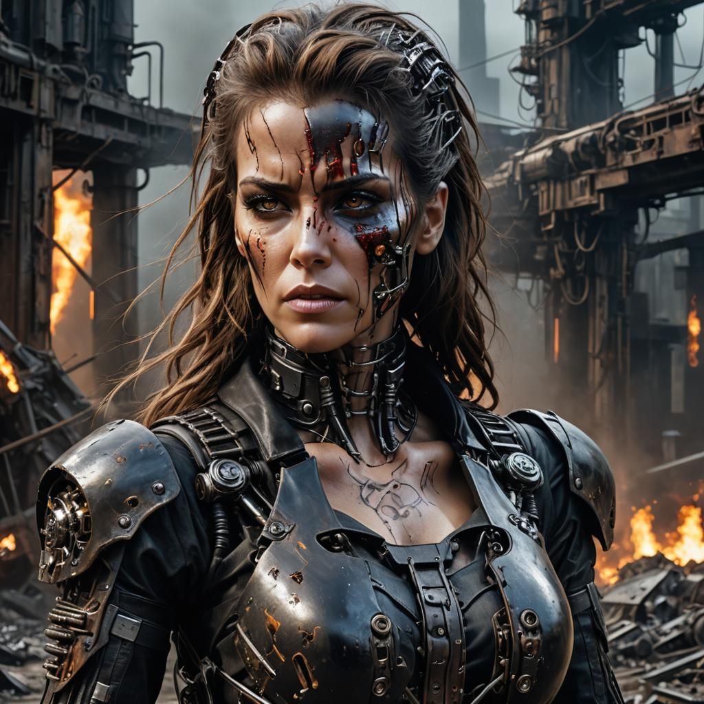 Post-Apocalyptic Cyborg in Style of Luis Royo