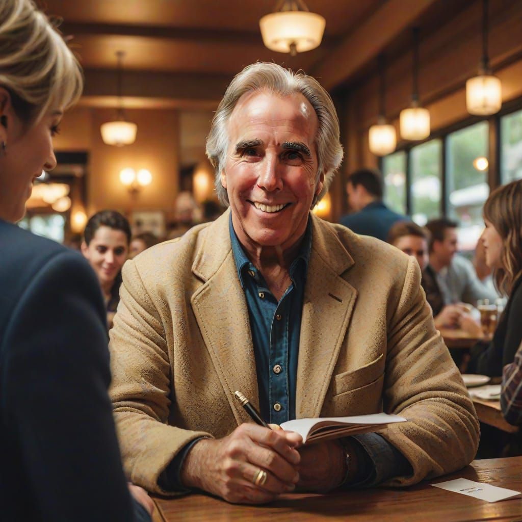 Henry Winkler Portrait Signing Autographs with Fans
