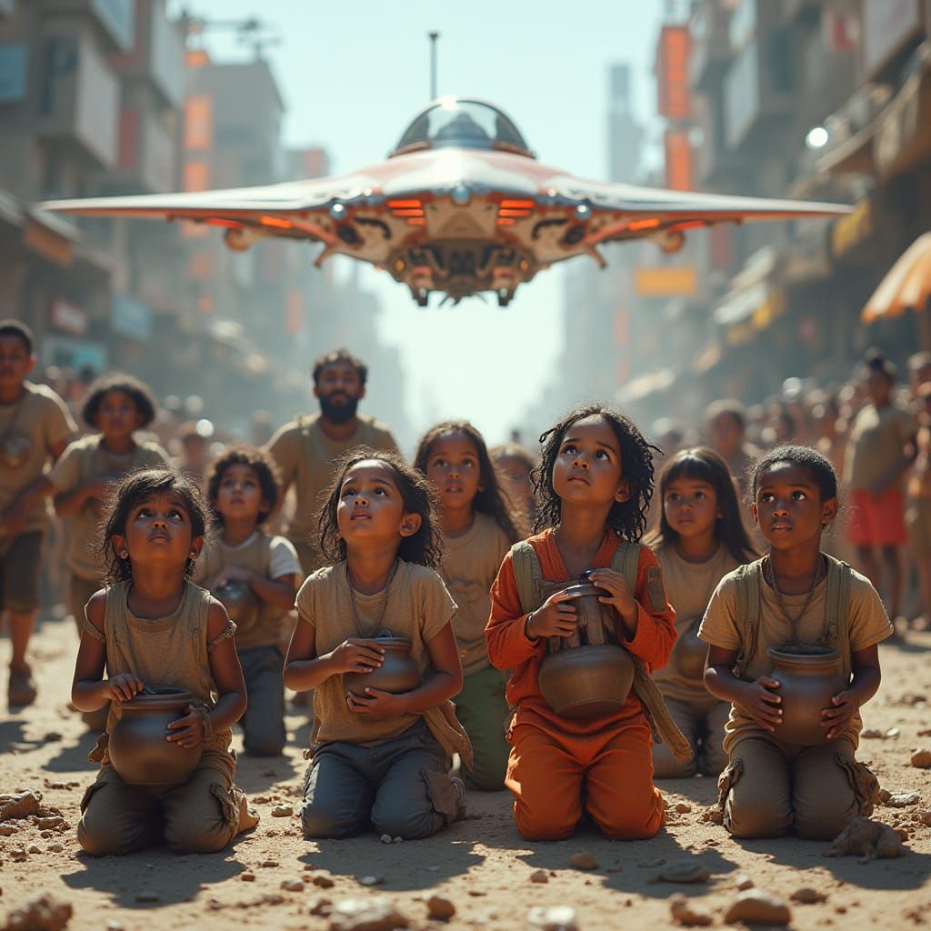 Dystopian Cityscape: Poverty and Wealth in Future