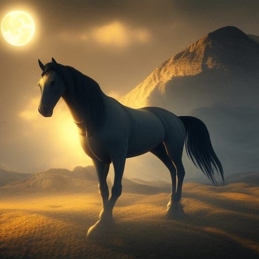 Horse at the Moon: Detailed Matte Painting