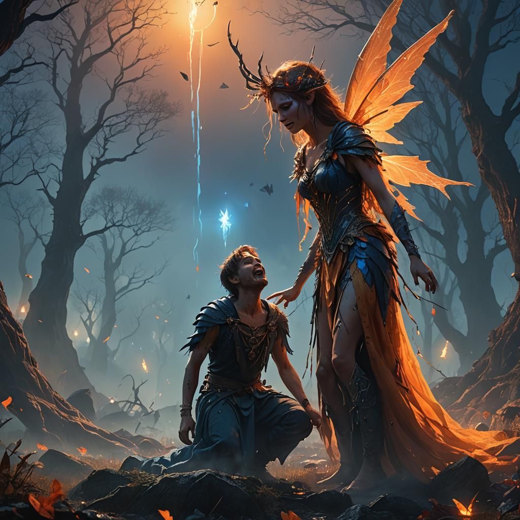 Fairy's Lament: A Dark Fantasy Scene