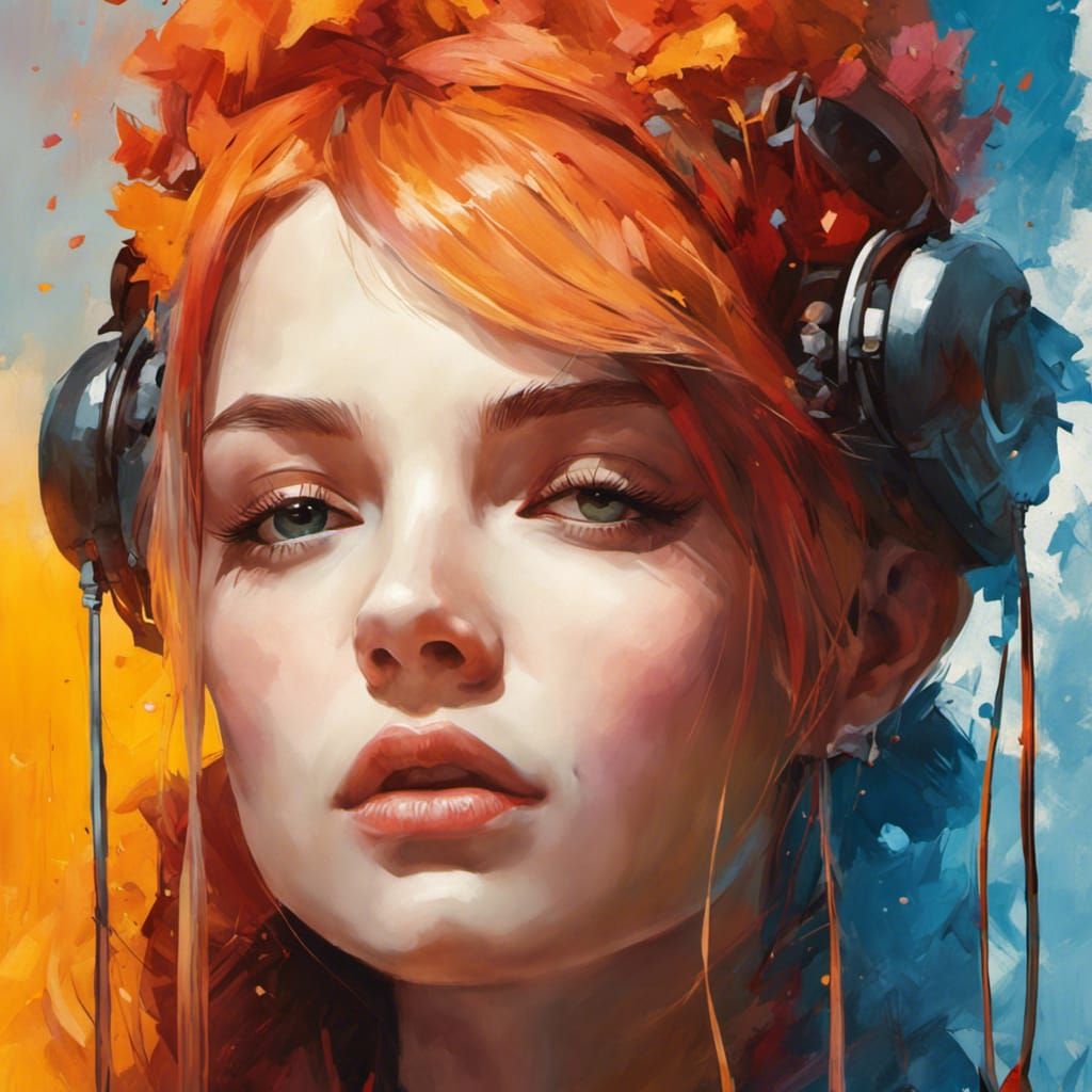 Emotional Portrait in Watercolour with Abstract Details