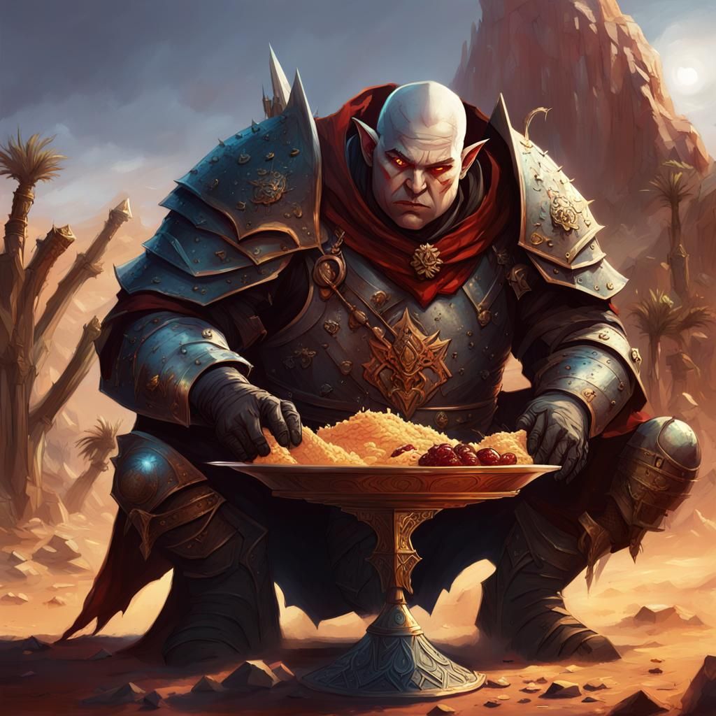 Overweight Elf Vampire in Desert Environment