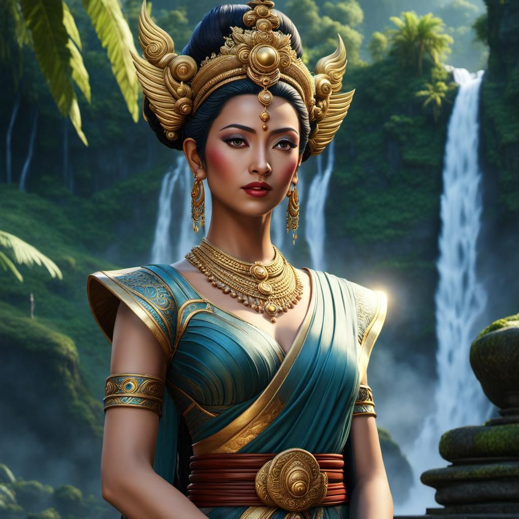 Stunning Balinese Goddess in a Hyperrealistic Matte Painting