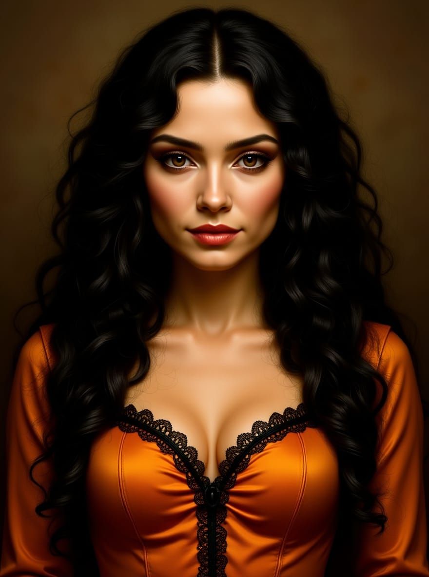 Black Lace on Orange Satin