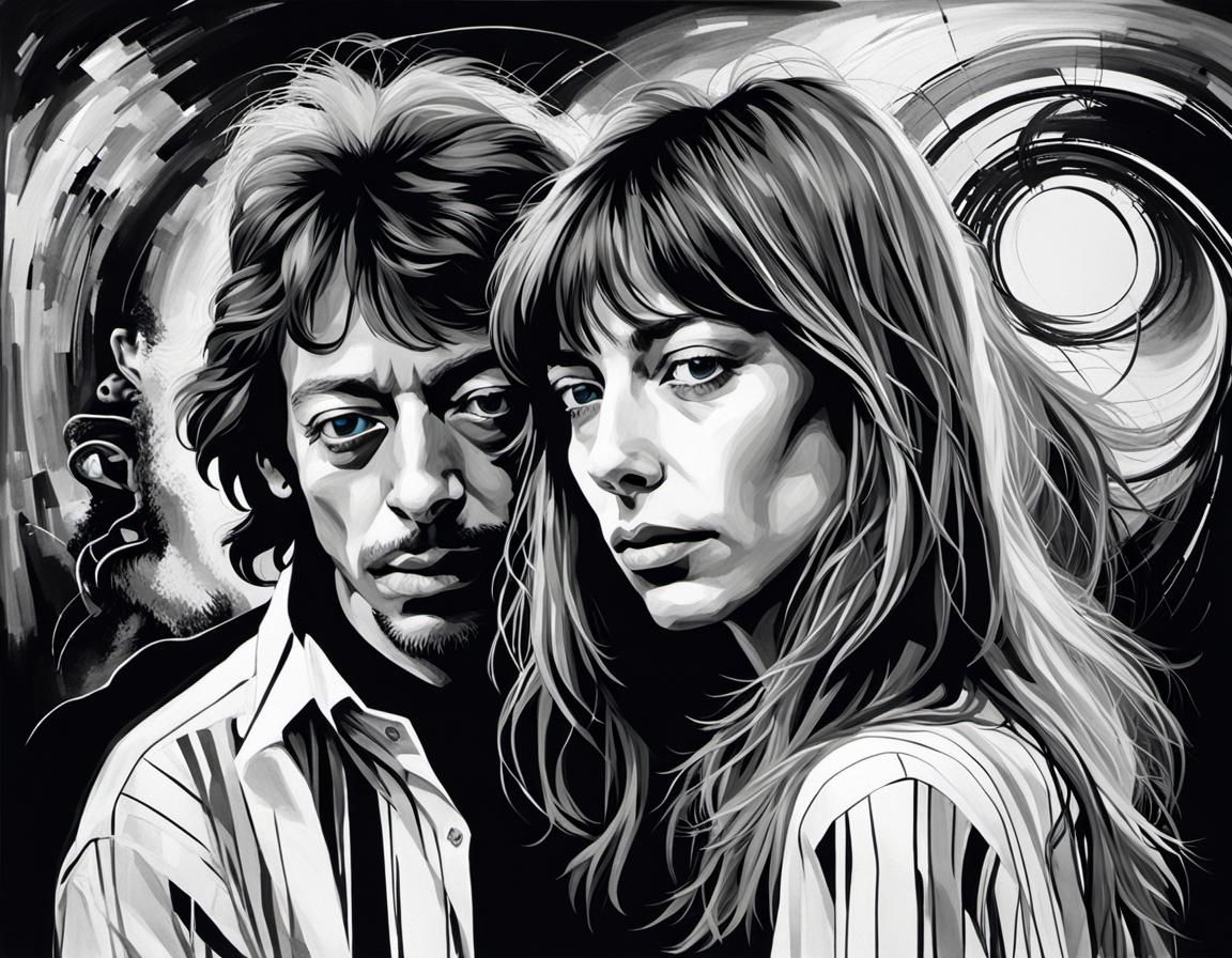 Jane Birkin and Serge Gainsbourg Portrait in Hyperrealism