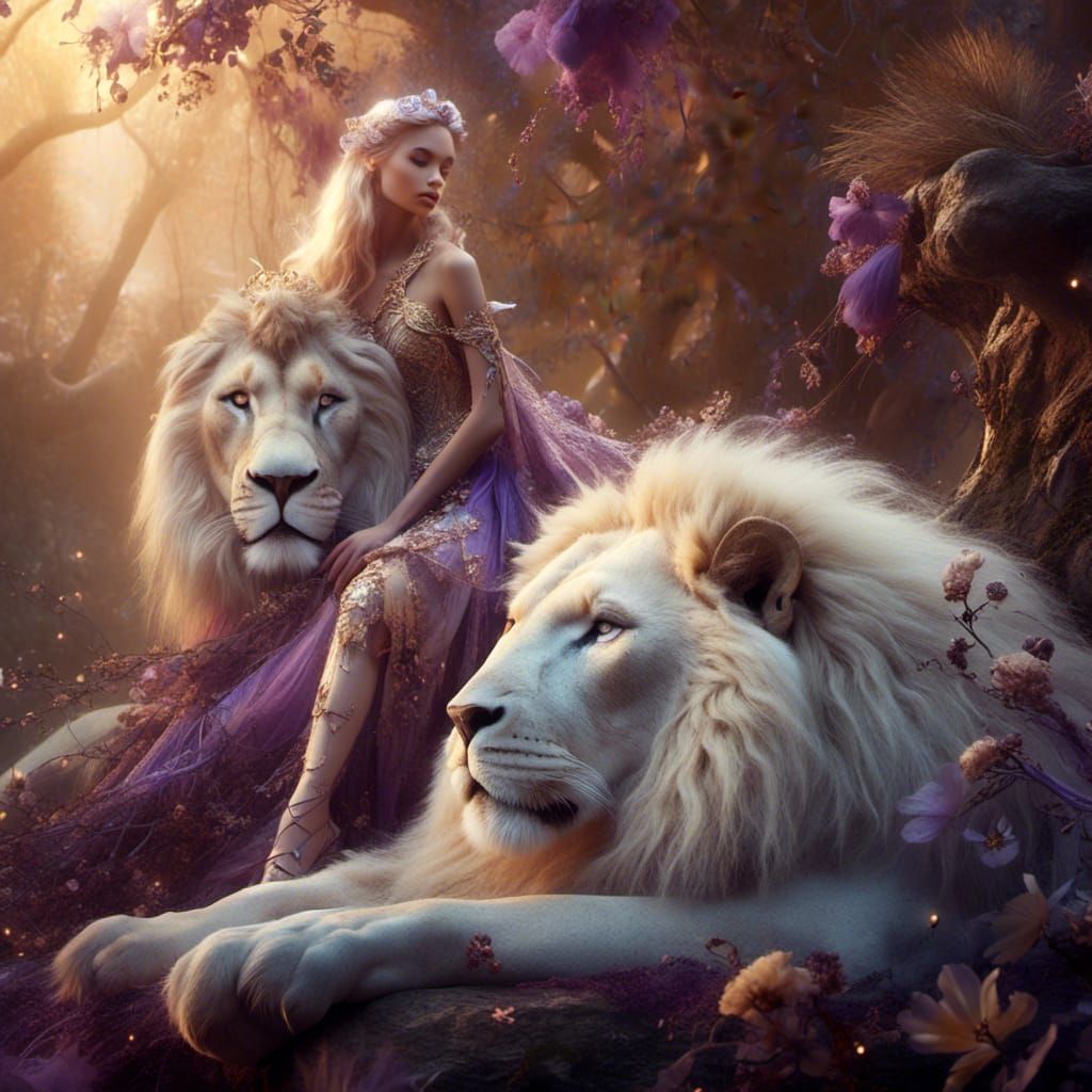 Fairy with injured wings resting with her two guardians