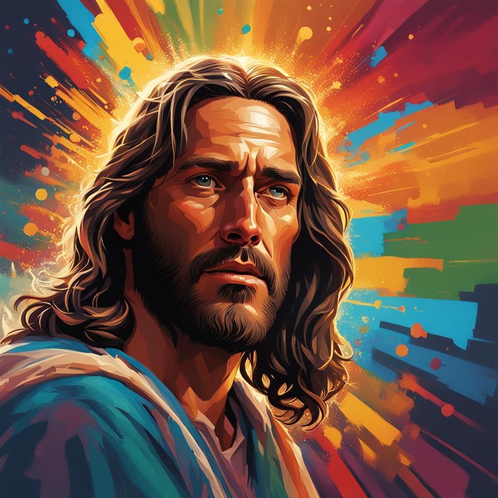 Hyperrealistic Portrait of Jesus in Splash Art Style