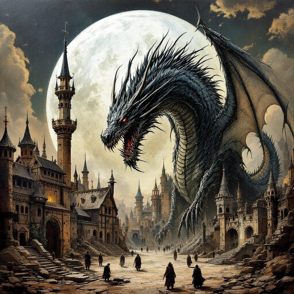 Menacingly huge dragon
