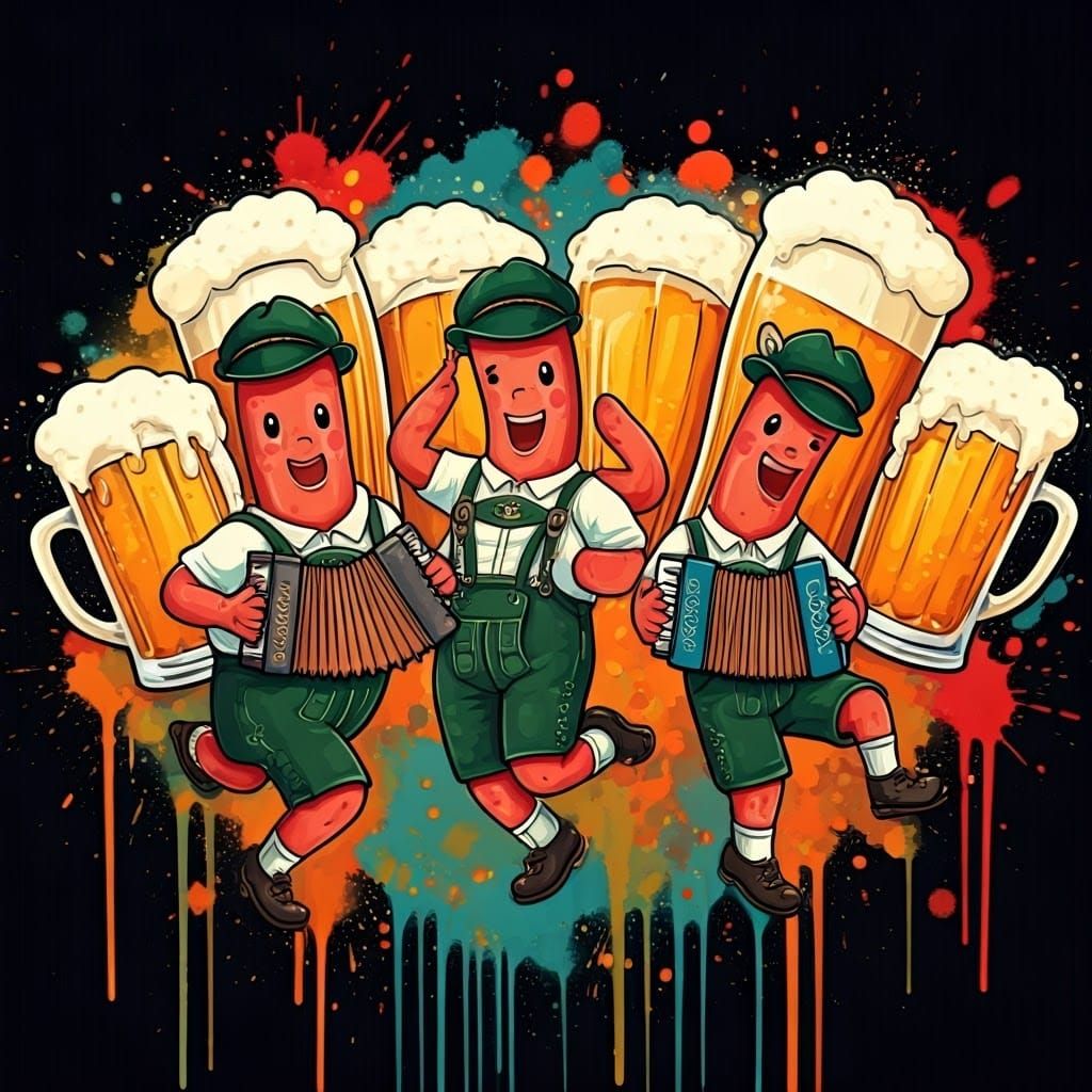 beer glasses dance the Schuhplattler at the Oktoberfest, chi...