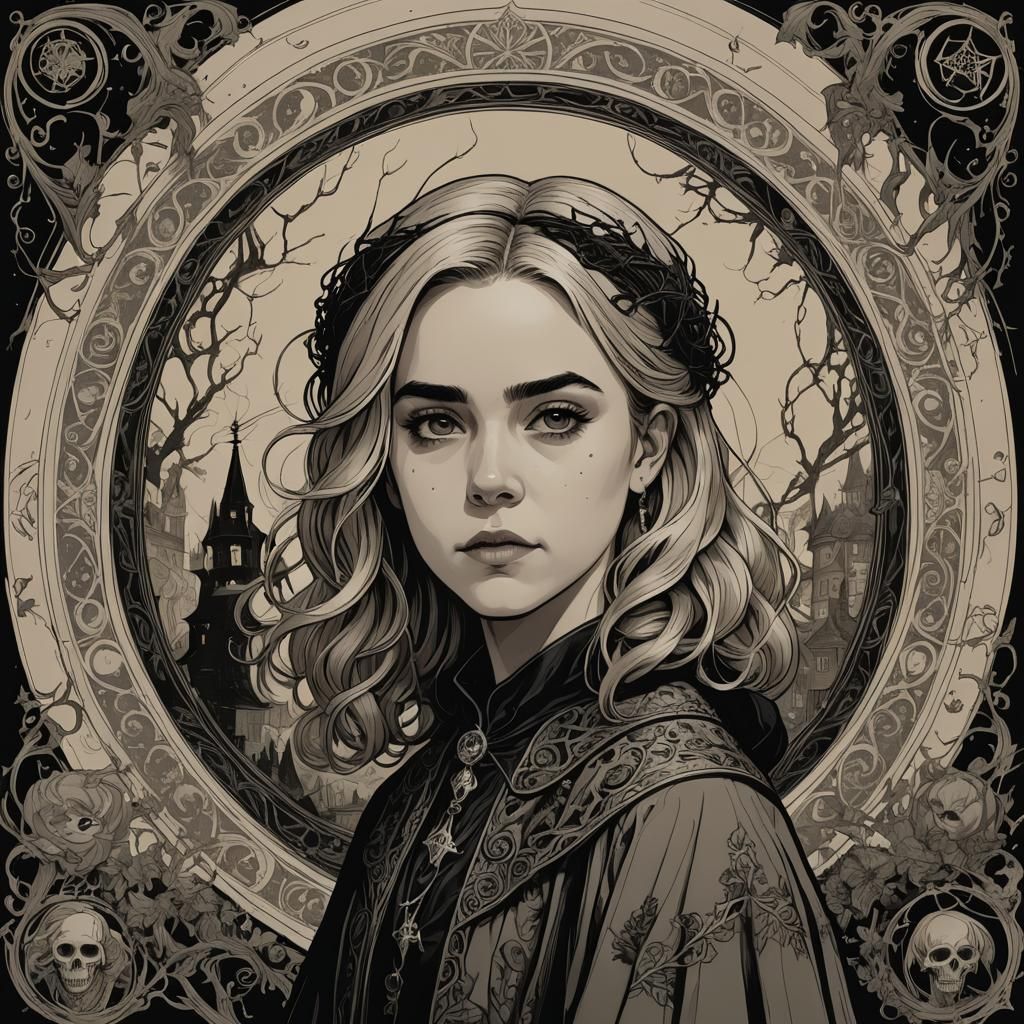 Sabrina the Witch Portrait in Fantasy Art Style