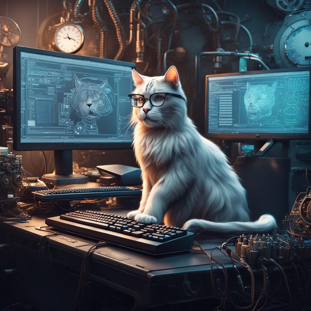 Steampunk Big Cat: Computer Specialist