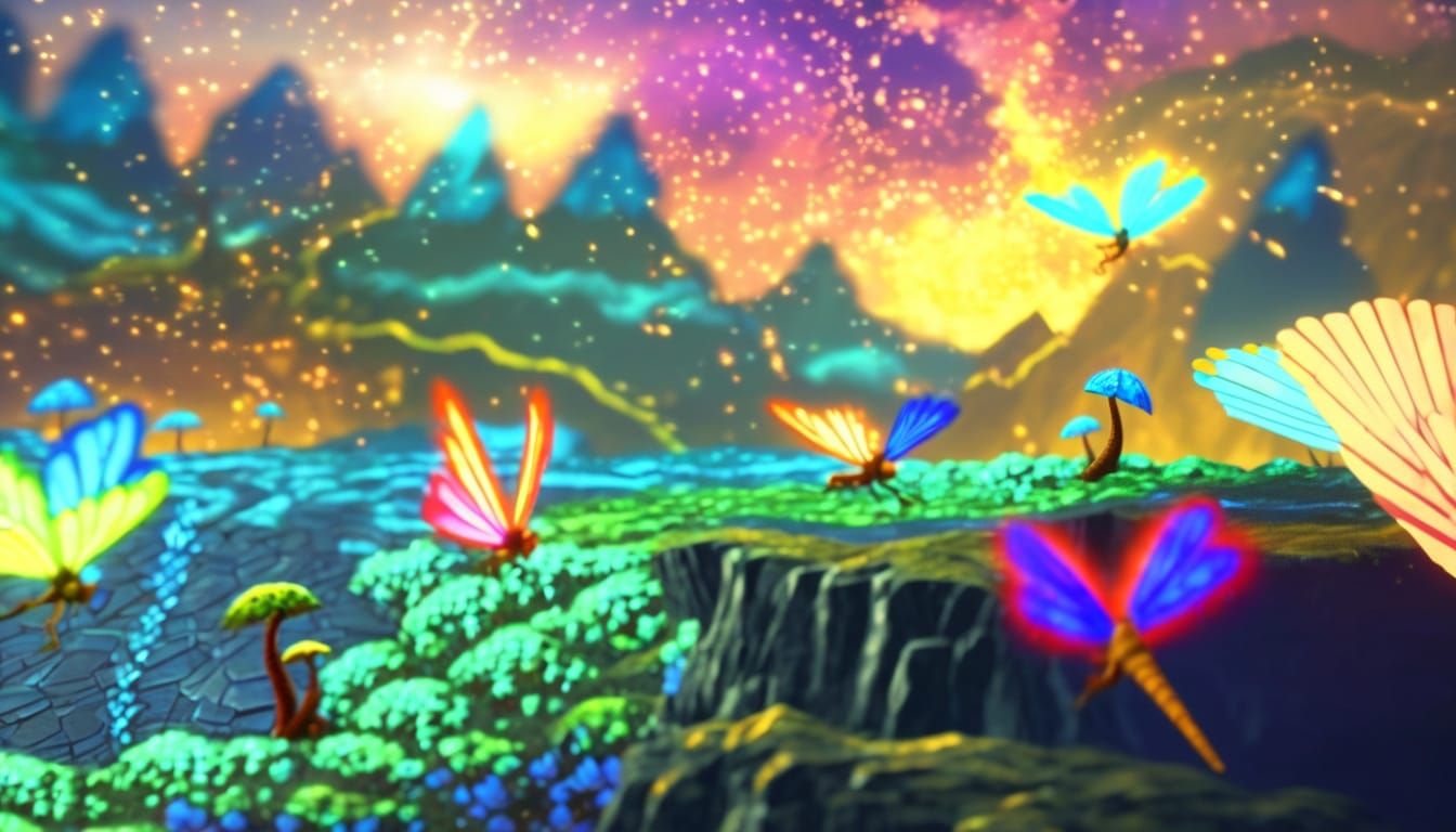 Dragon Soaring Over Mountains: Vibrant Digital Painting