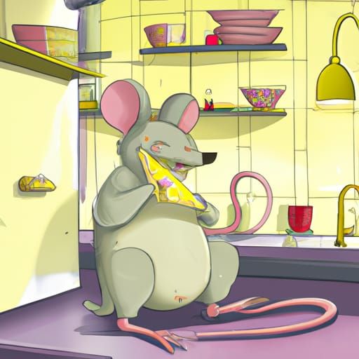 Cartoon Mouse Feast: A Comic Book Kitchen Scene