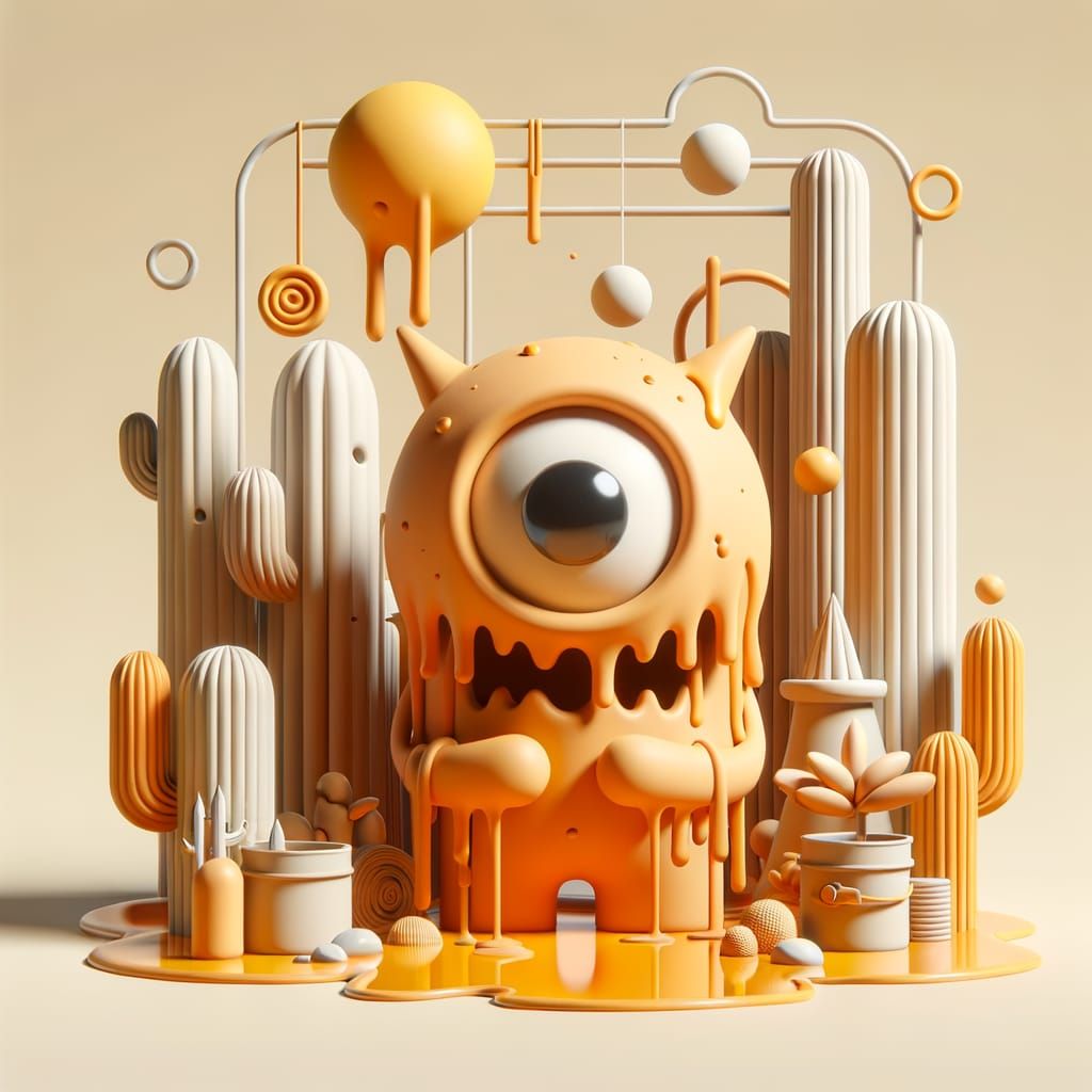 Adorable Dripping Clay Monster Sculpture