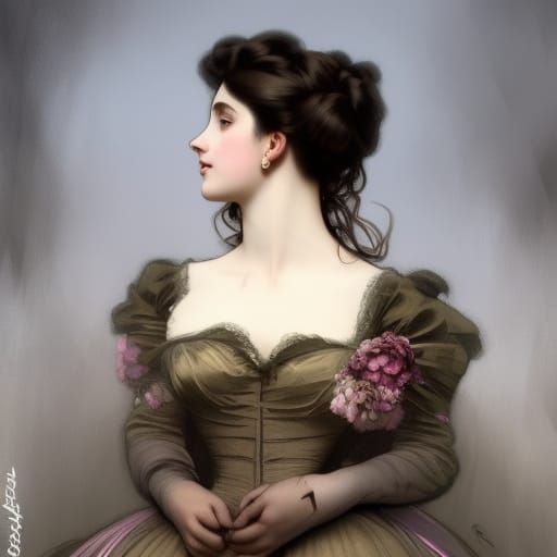 Victorian Woman Portrait in Art Nouveau Style
