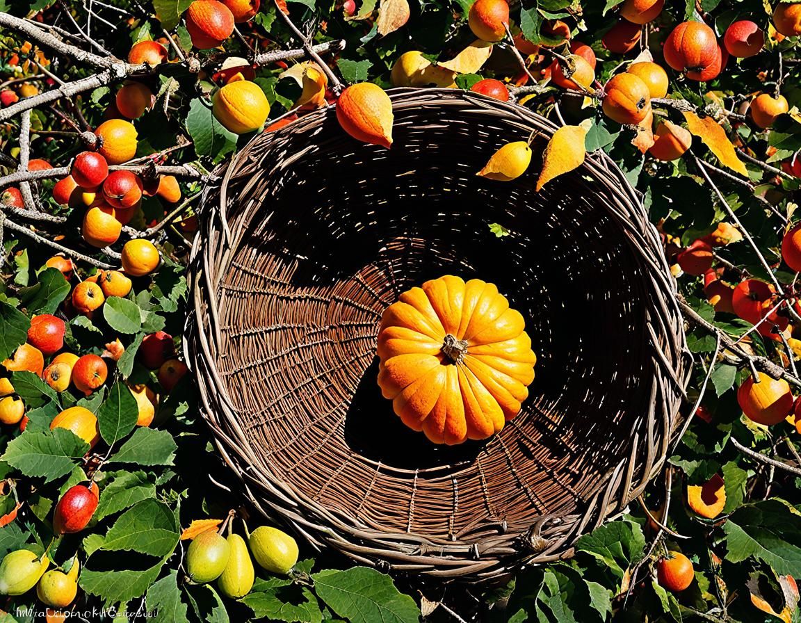 Entangled Autumn Harvest: Detailed Illustration