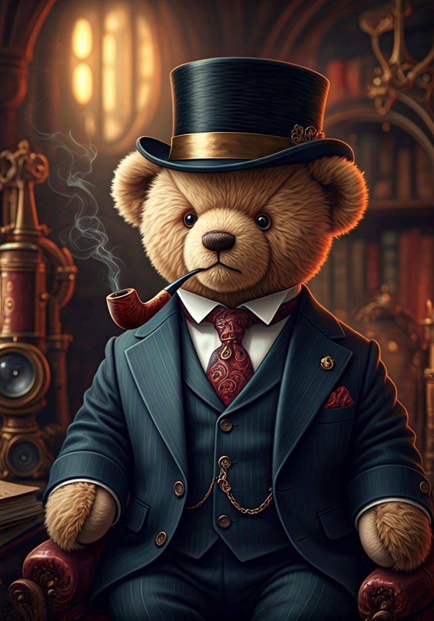 Steampunk Teddy Bear in Bespoke Suit
