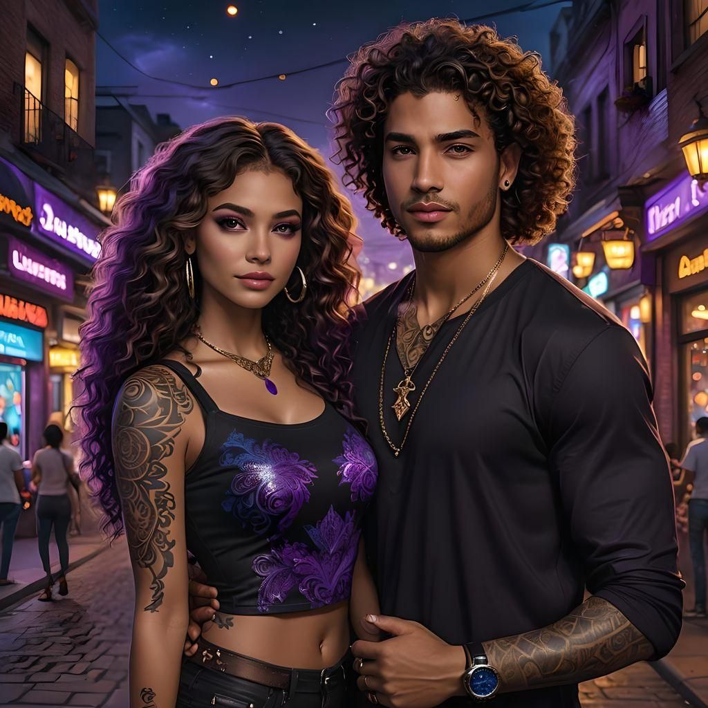 Latina Woman and Latino Man Enjoying Nightlife