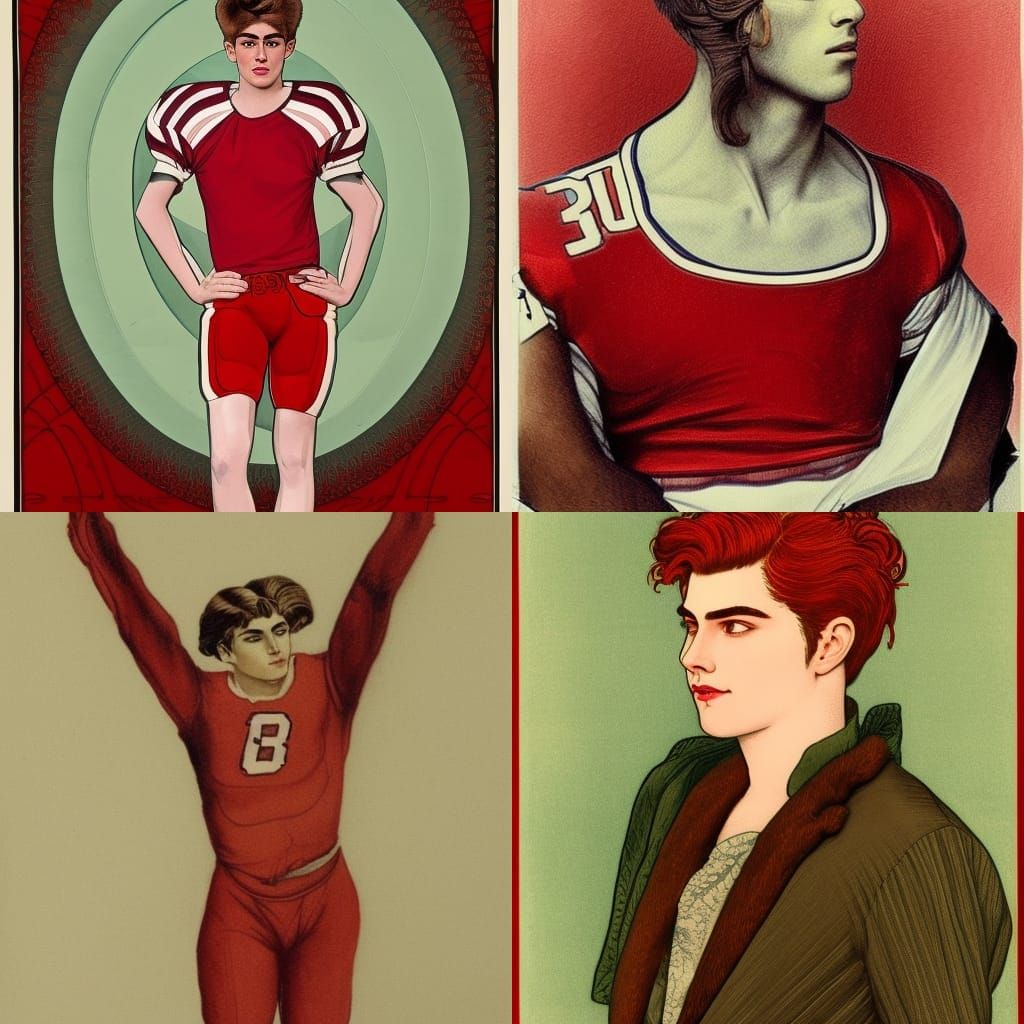 Transgender Man Portrait in Art Nouveau Style