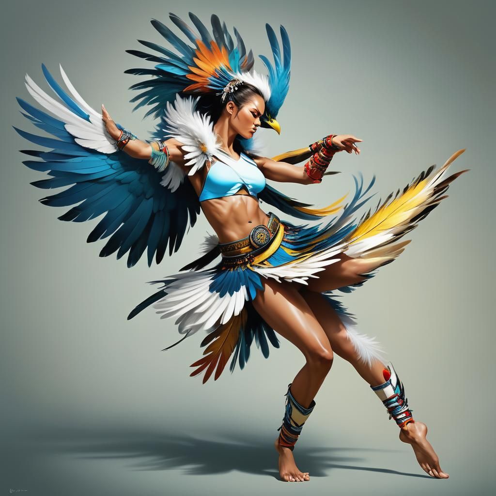 Dynamic Avian Martial Artist in Detailed Digital Painting