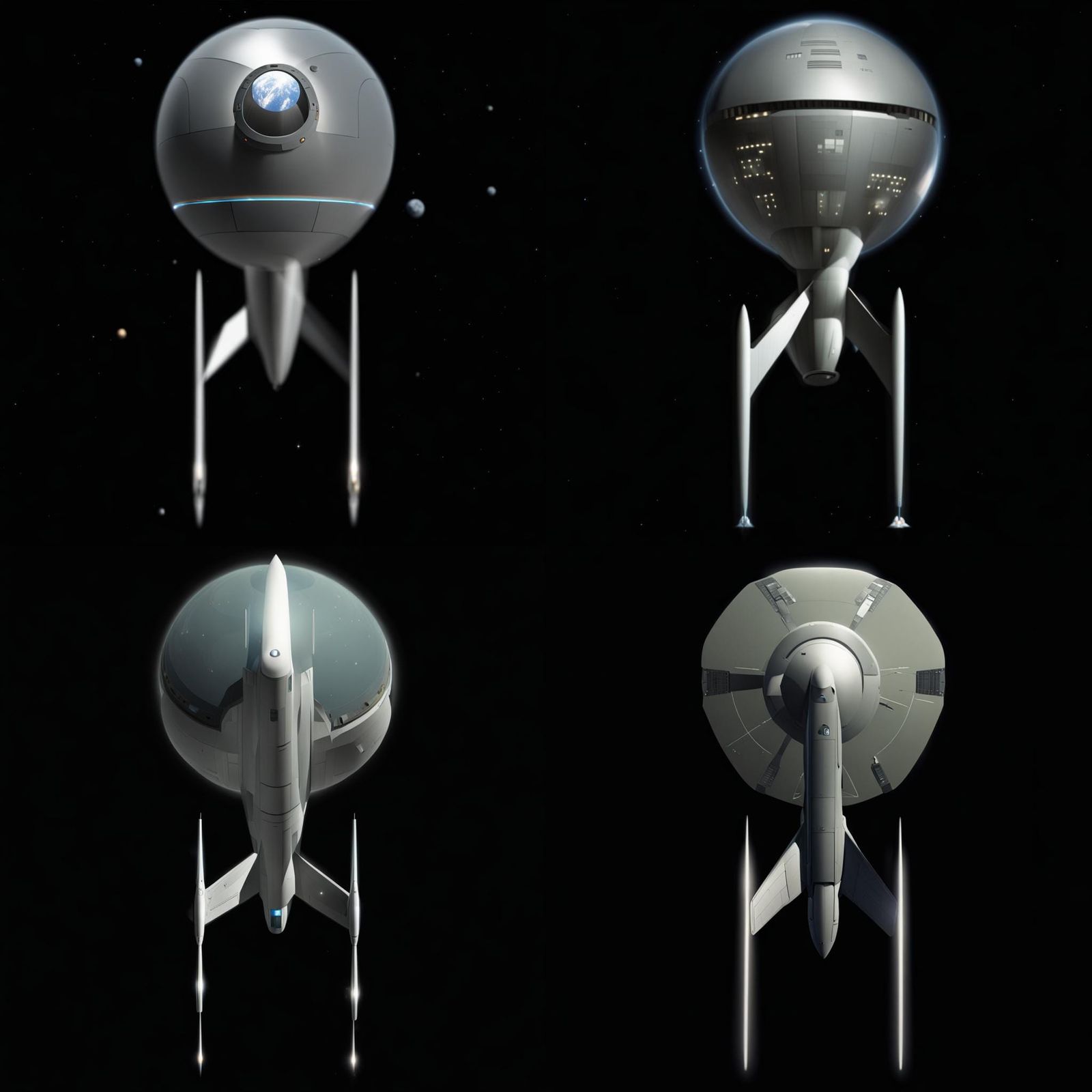 Futuristic Starship Exploring Deep Space