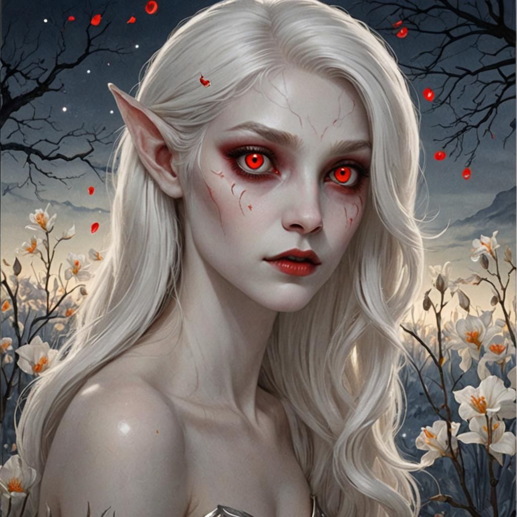 Faun Portrait with Red Eyes, in Dark Fantasy Style
