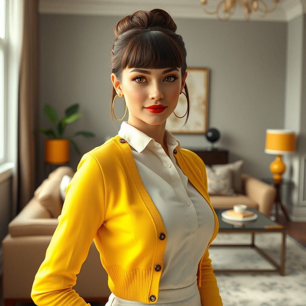 Ultra Feminine Young Woman in Pulp Art Style