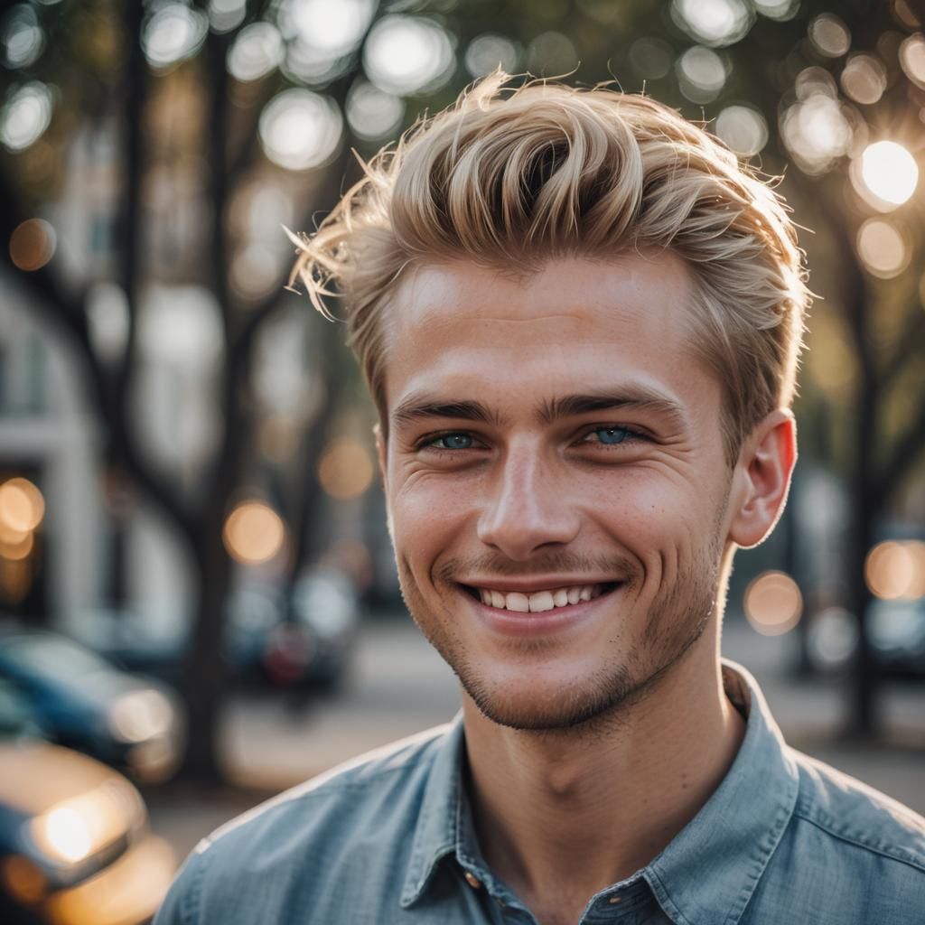 Man with Sun and Moon Eyes in Sharp Focus