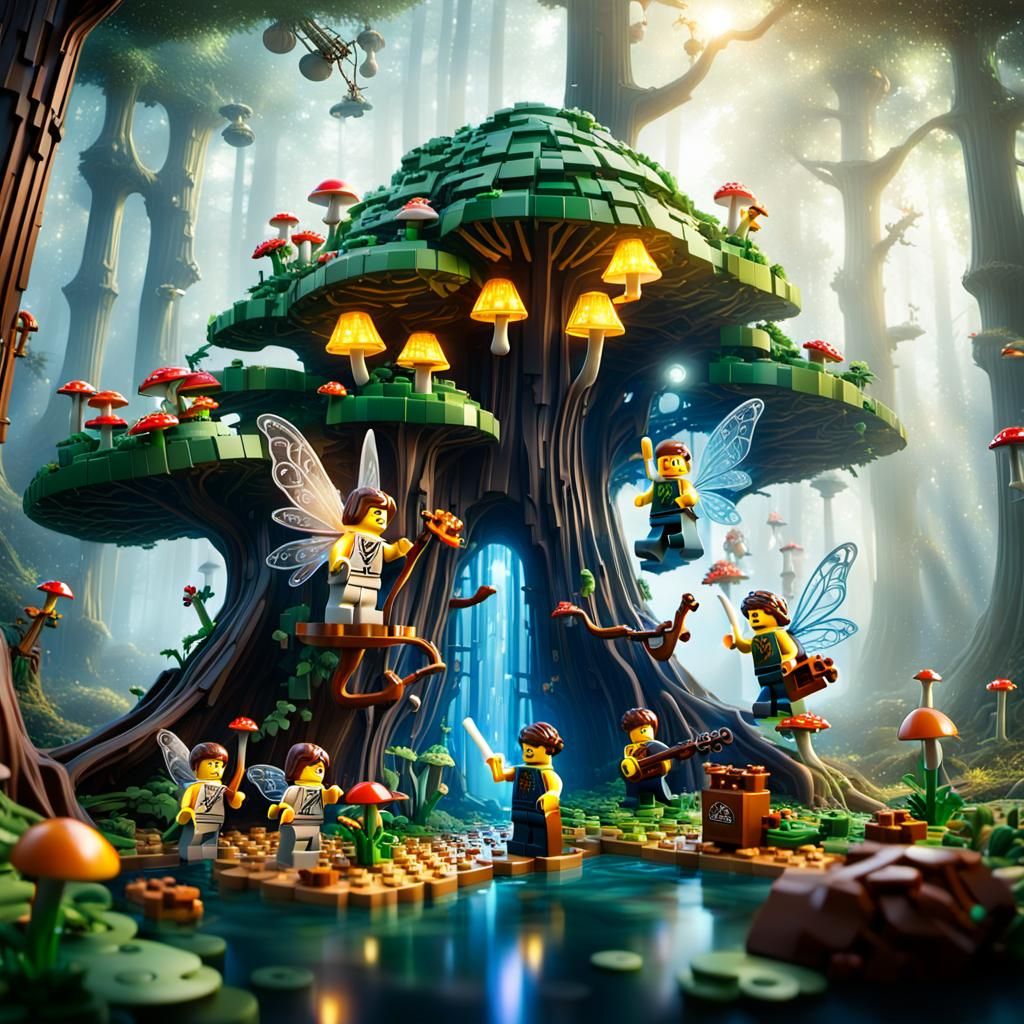 Lego Fairies Dancing in Forest, Fantasy Art