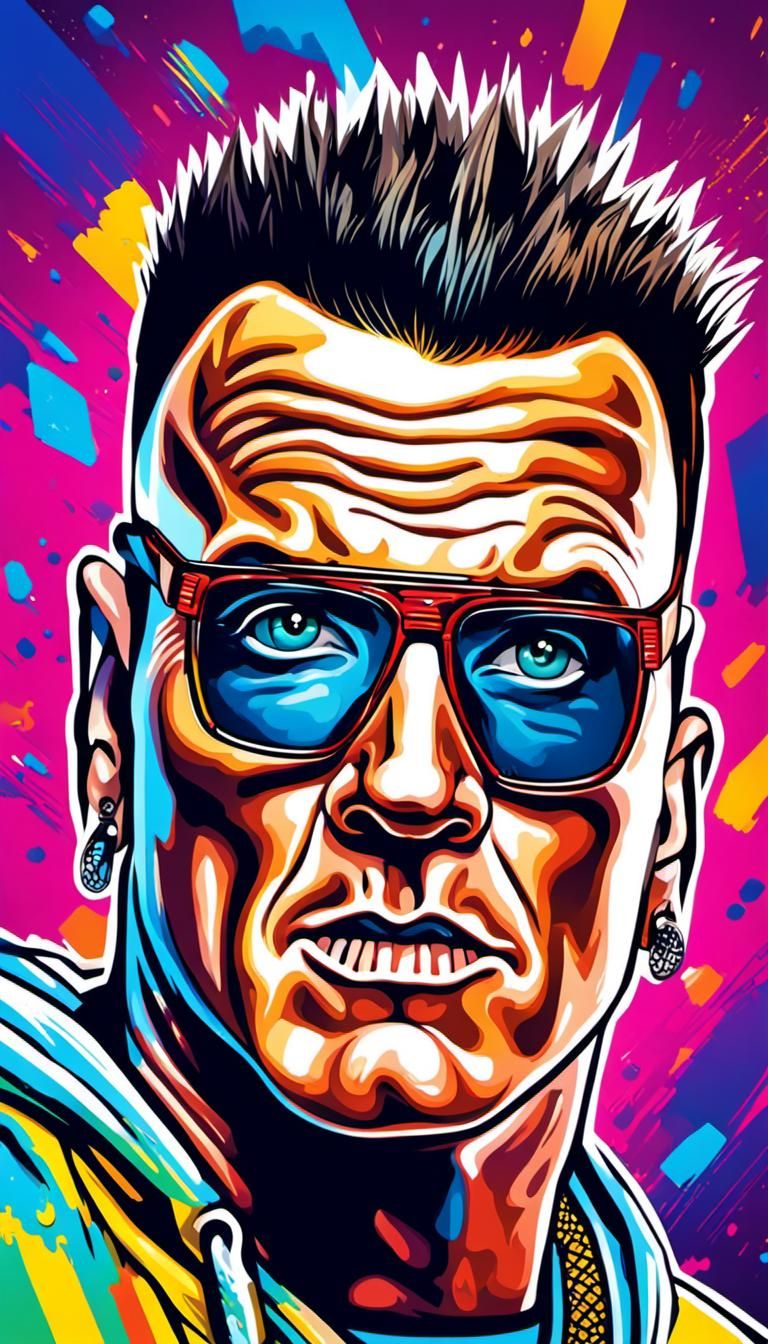 Hyperrealistic Portrait of Vanilla Ice in Splash Art Style