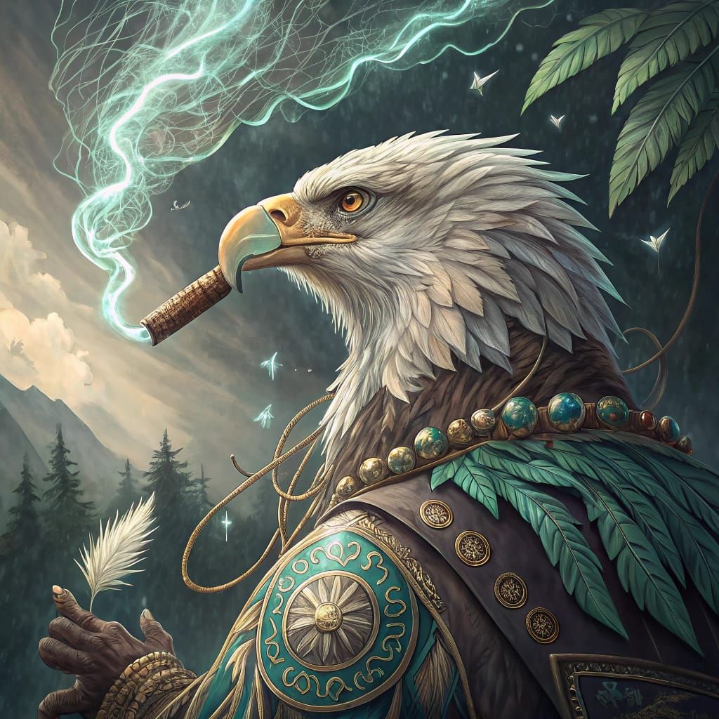 Elegant Eagle in Neon Paradise